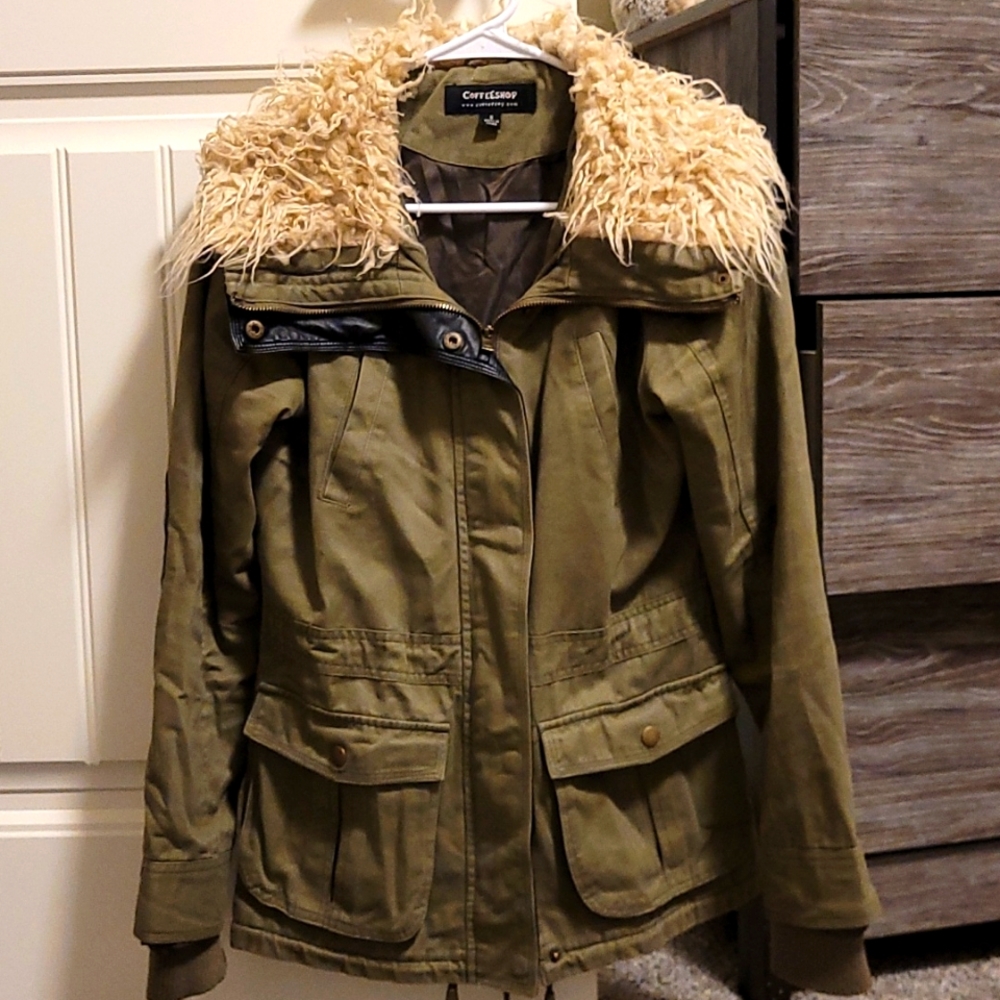 Womens army green jacket size small. Coffeeshop brand